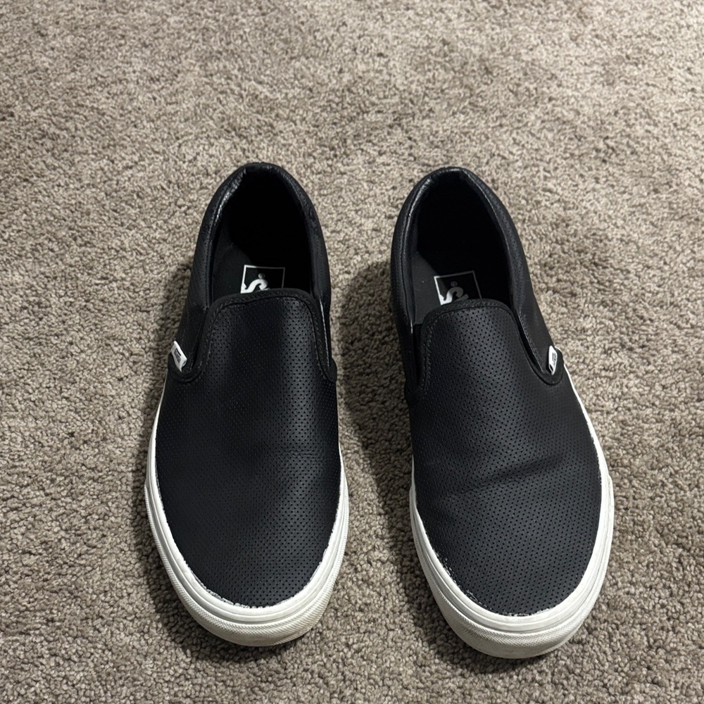 Vans Black Slip-On Sneakers with White Sole
